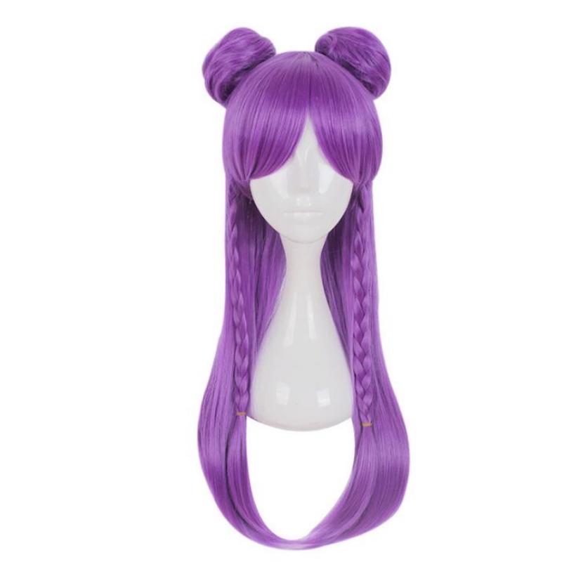 Аниме K/DA Kaisa фиолетовый длинный парик с шиньоном косплей костюм KDA Kai'Sa термостойкие синтетические волосы женские вечерние парики