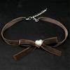 Fashionable Necklace with Bowknot and Heart Adjustable Collarbone Chain Handmade Choker Accessory for Stylish Women