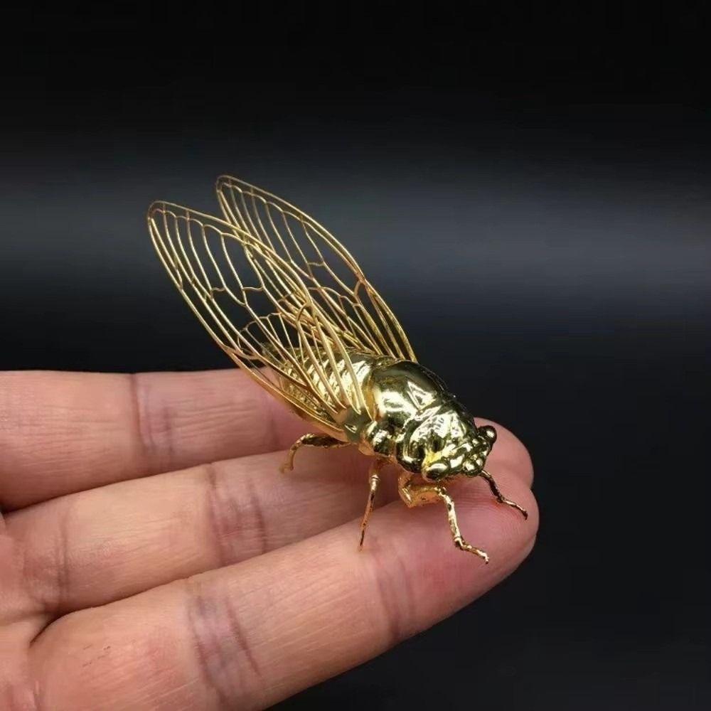 Exquisite Zinc Zinc Alloy Animal Statue Mini Vintage Insect Sculpture Creative Cicada Figurine Tea Ceremony