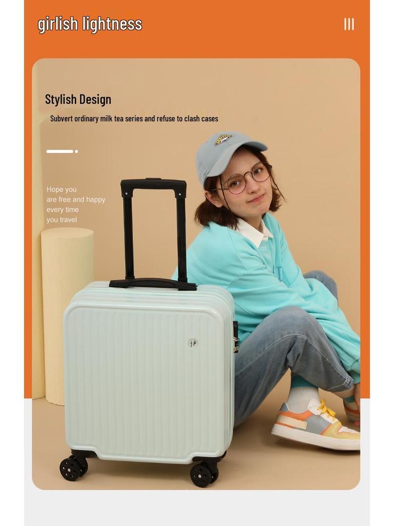 18-inch Lightweight Carry-on Trolley Suitcase with Zipper Lock for Men, Women, and Students