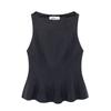 Kaslead New Arrival Women's Clothing Fashion Style Ruffles Hem round Neck Sleeveless Silm Tops 4661124