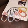 Women Phone Wrist Lanyard Candy Color Flower Beads Phone Wrist Rope Anti-lost Cell Phone Case Hand-held Strap