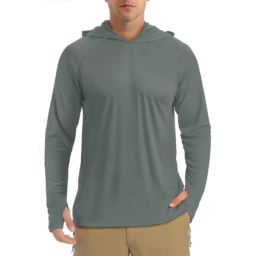 UPF 50+ Men's Long Sleeve T-Shirts Hoodies Sun/UV Protection Outdoor Hiking T-Shirt Sunscreen Shirts Tops Male Hoodie