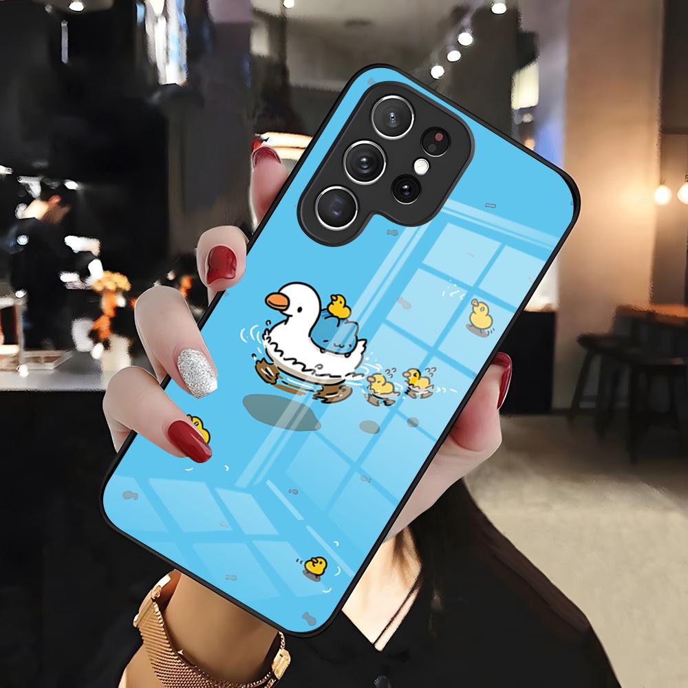 Милый чехол для телефона B-Bugcat Capoo для Samsung S26 S25 Edge Ultra 24 23 22 21 Ultra Plus Fe A55 56 15 4G 5G Стеклянная крышка