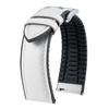 BINLUN Leather Watch Band with Inner Rubber, Breathable Hybrid Quick Release Watch Strap, Smartwatch Strap, Unisex (White, 20mm, Silver Buckle)