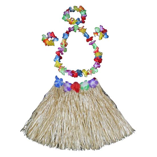 Юбка-хула в гавайском стиле, комплект для девочек, ожерелье-гирлянда, браслет, юбка-хула, костюм на Хэллоуин, танцевальный костюм, юбка-трава
