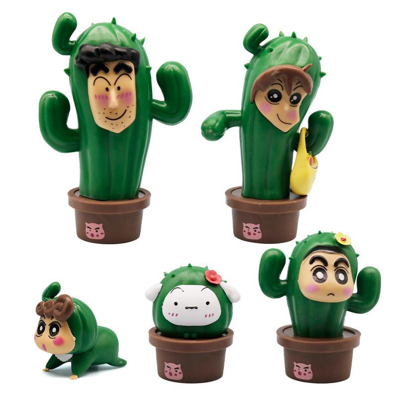 Crayon Shin Chan Family Action Figure Cosplay Cactus Anime Collectible Model Toy