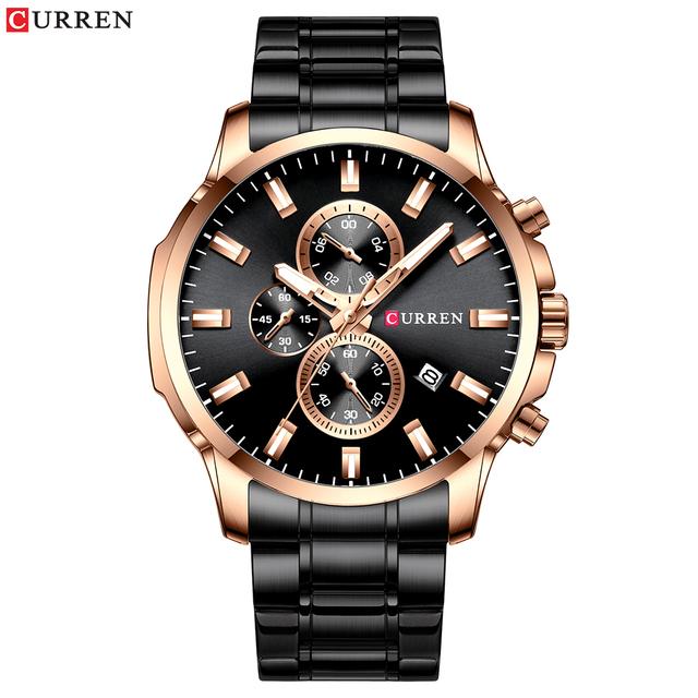 CURREN Luxury Brand Sports Quartz Watches Men Watch with Luminous Hands Chronograph Auto Date Fashion Stainless Steel Wristwatch