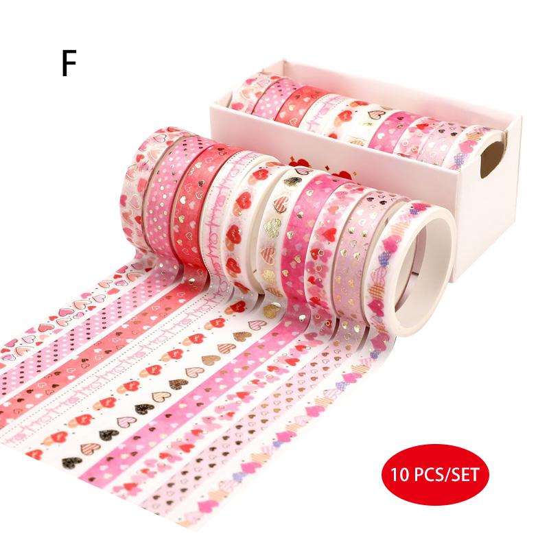 10 шт./компл. золотая фольга, бронзовая лента Васи, милая малярная лента, декоративная клейкая лента, наклейка для скрапбукинга, канцелярские принадлежности «сделай сам», наклейка