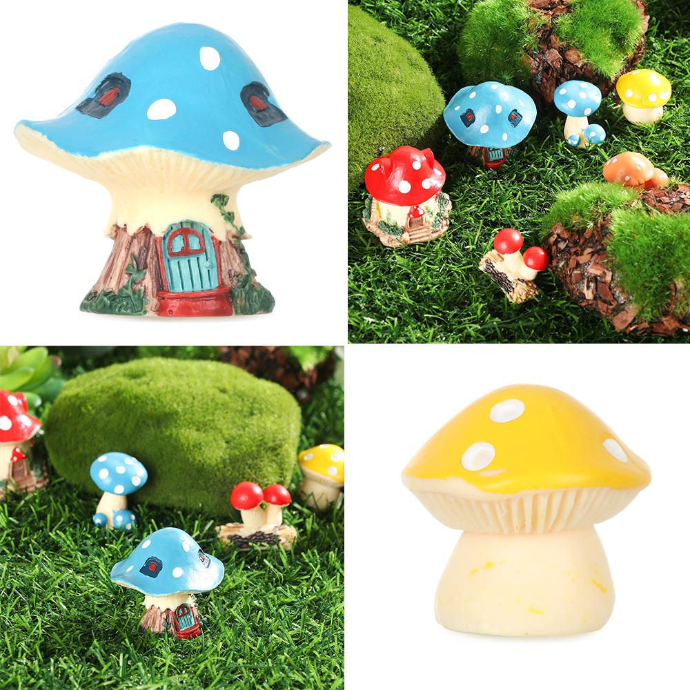 Bonsai Ornament Mushroom Figurines Miniature Mushroom House Gnome Terrarium Micro Landscape