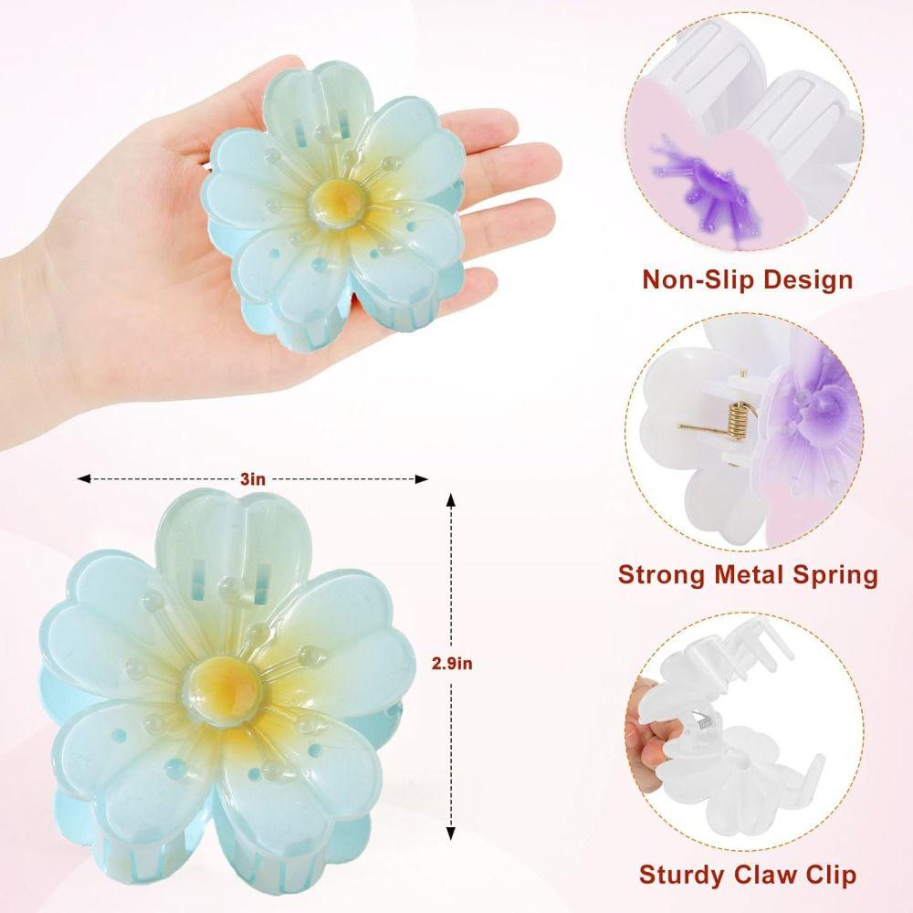 Большие заколки-крабы для волос с цветком, нескользящие, большие заколки-крабы, аксессуары для волос для густых тонких волос