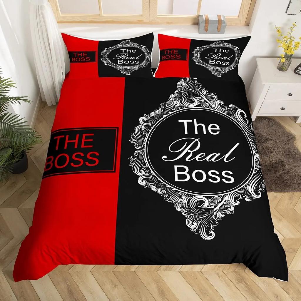 Couple Black And White King Queen Duvet Cover Mr And Mrs Gifts Bedding Set Red Lips Quilt Cover 2/3Pcs Polyester Comforter Cover