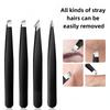 Набор из 4 прецизионных пинцетов из нержавеющей стали, черный набор для ухода за бровями для удаления вросших волос, профессиональные инструменты для придания формы бровям для начинающих