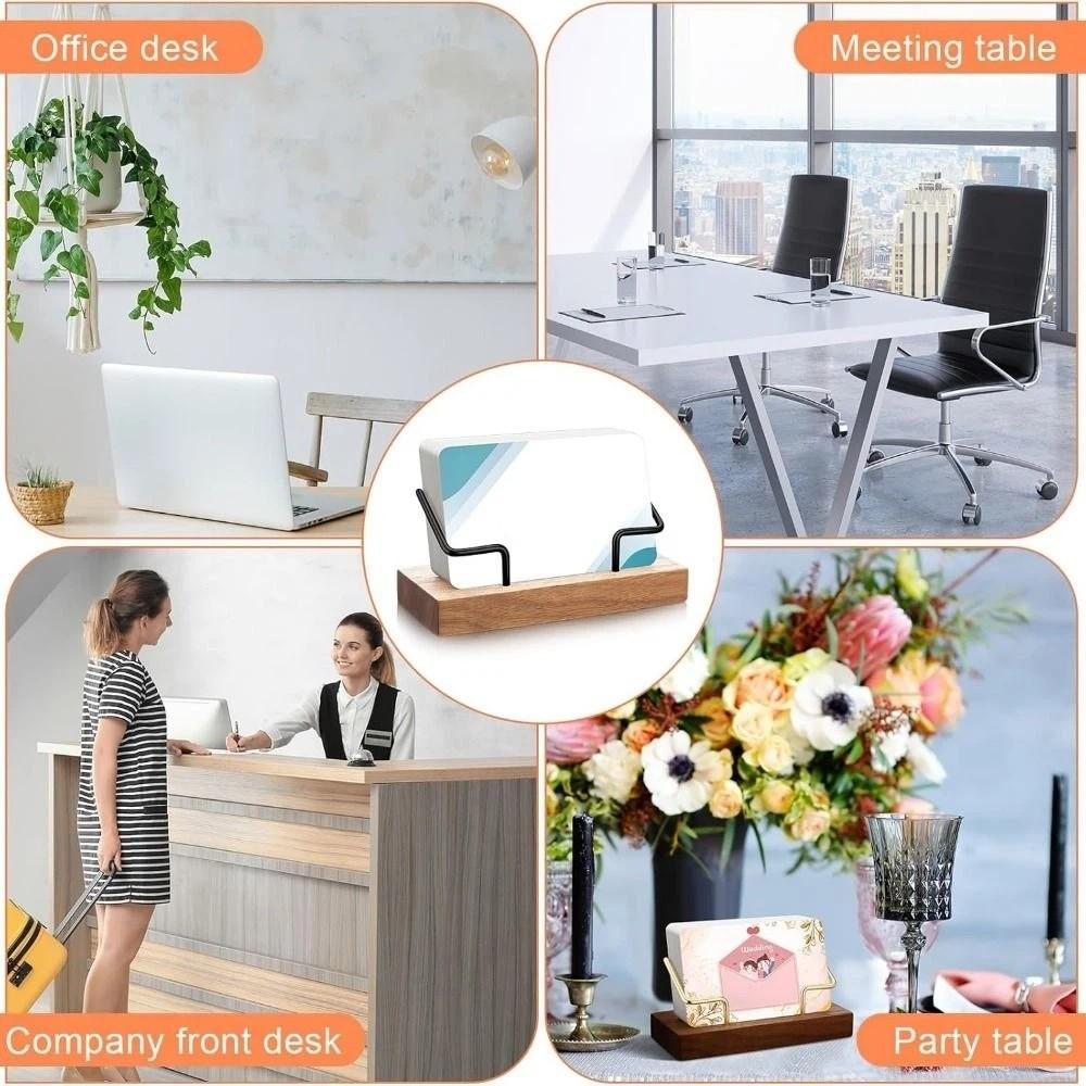 Solid Wood Business Card Box Durable Card Display Stand Premium Business Card Holder Desktop