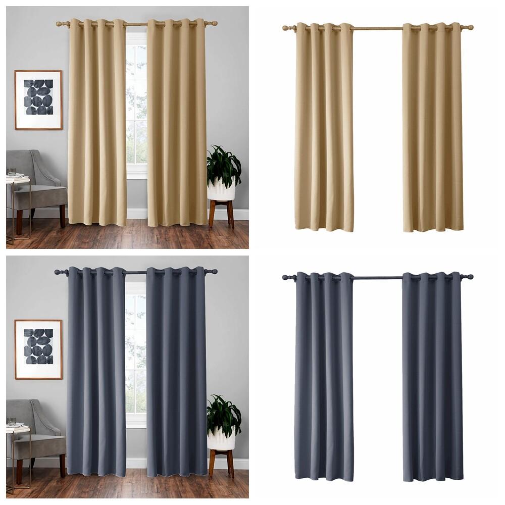 Opaque Curtains with Eyelets, Thermal Curtains, Heat Protection, Blackout Curtains