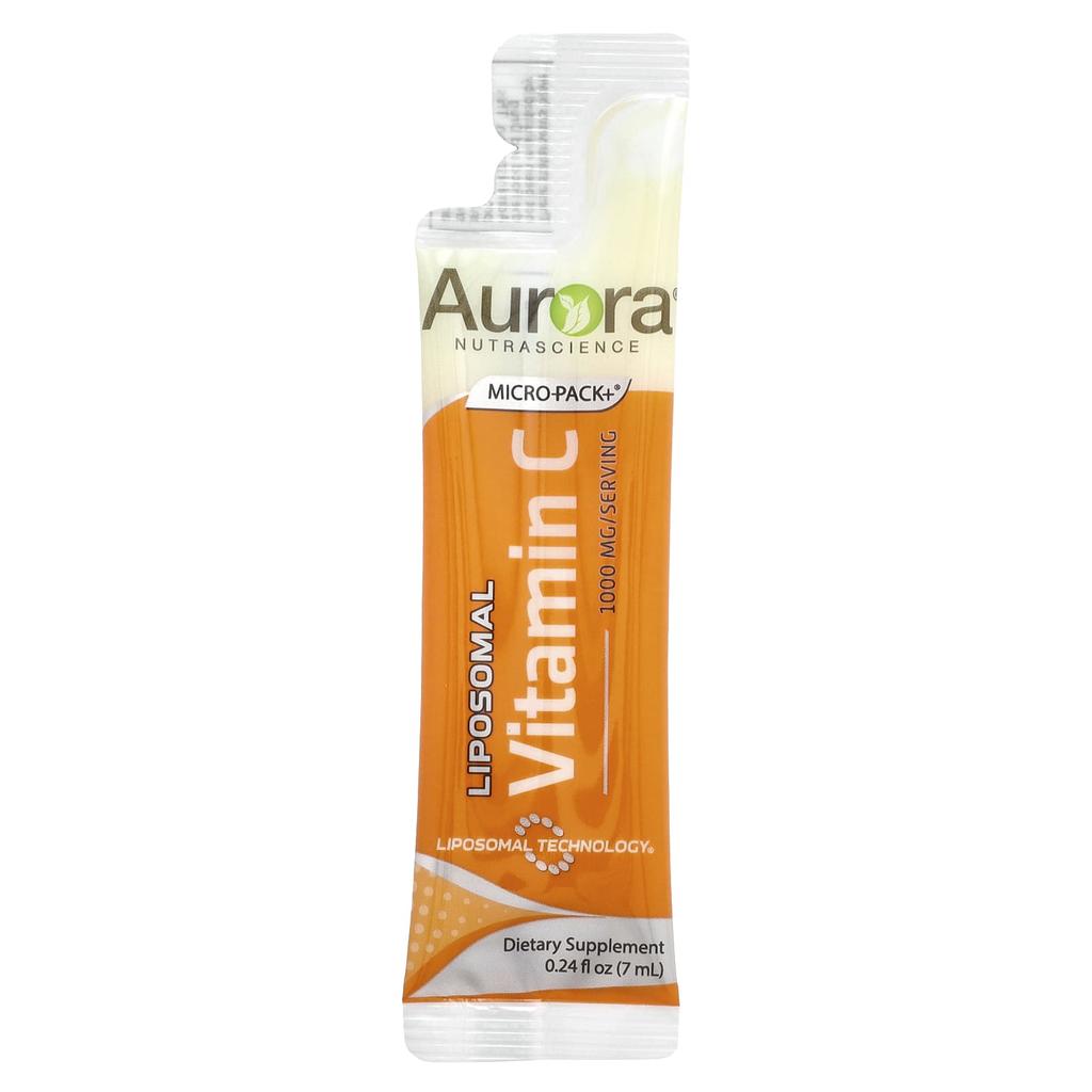 Aurora Nutrascience Микро-Пак+, Липосомальный Витамин С, 1000 мг, 30 жидких пакетиков, 7 мл (0,24 жидких унций) каждый.
