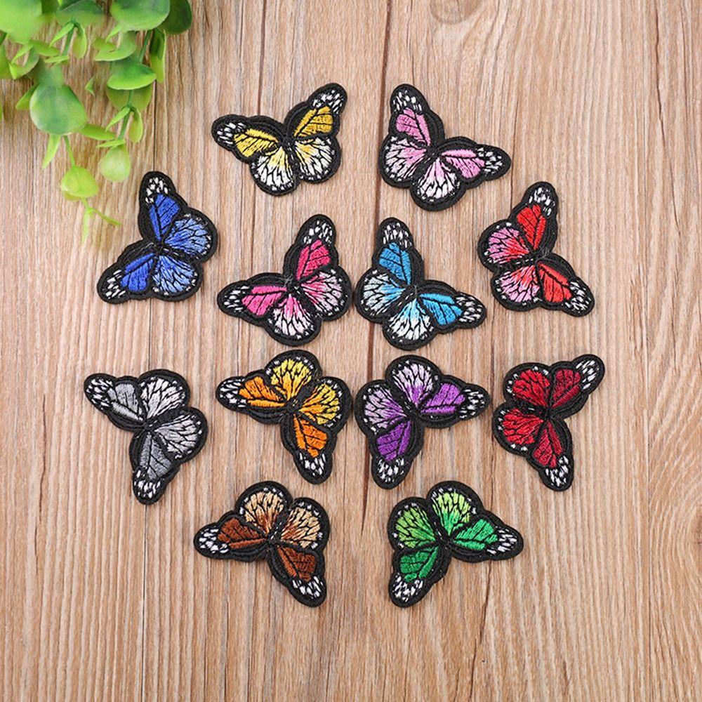 12 шт. Сетчатые вышитые патчи-бабочки для DIY одежды, шляп, юбок, леггинсов, заколок для волос