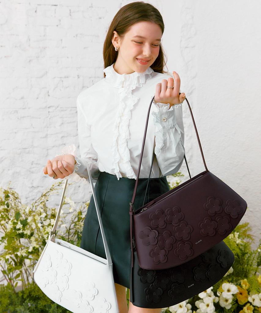 Clave Mia Flower Burgundy Tote Bag