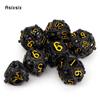 7 шт. черные, желтые круглые металлические кости дракона, полые металлические многогранные кости, подходящие для ролевой игры, настольной игры, карточной игры