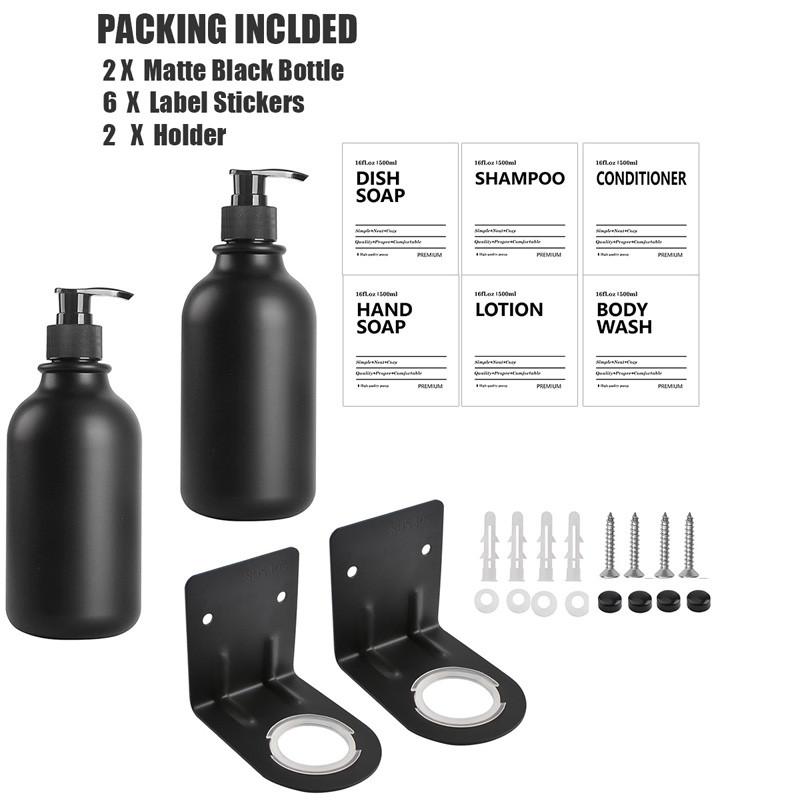 500 мл матовый черный флакон лосьона многоразового использования шампунь кондиционер гель для тела контейнер с этикеткой/стойка/поднос для ванной кухни