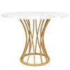 Table de salle à manger ronde - MUVOE - 80x80 cm - MDF marbré - Pieds dorés - 4 places