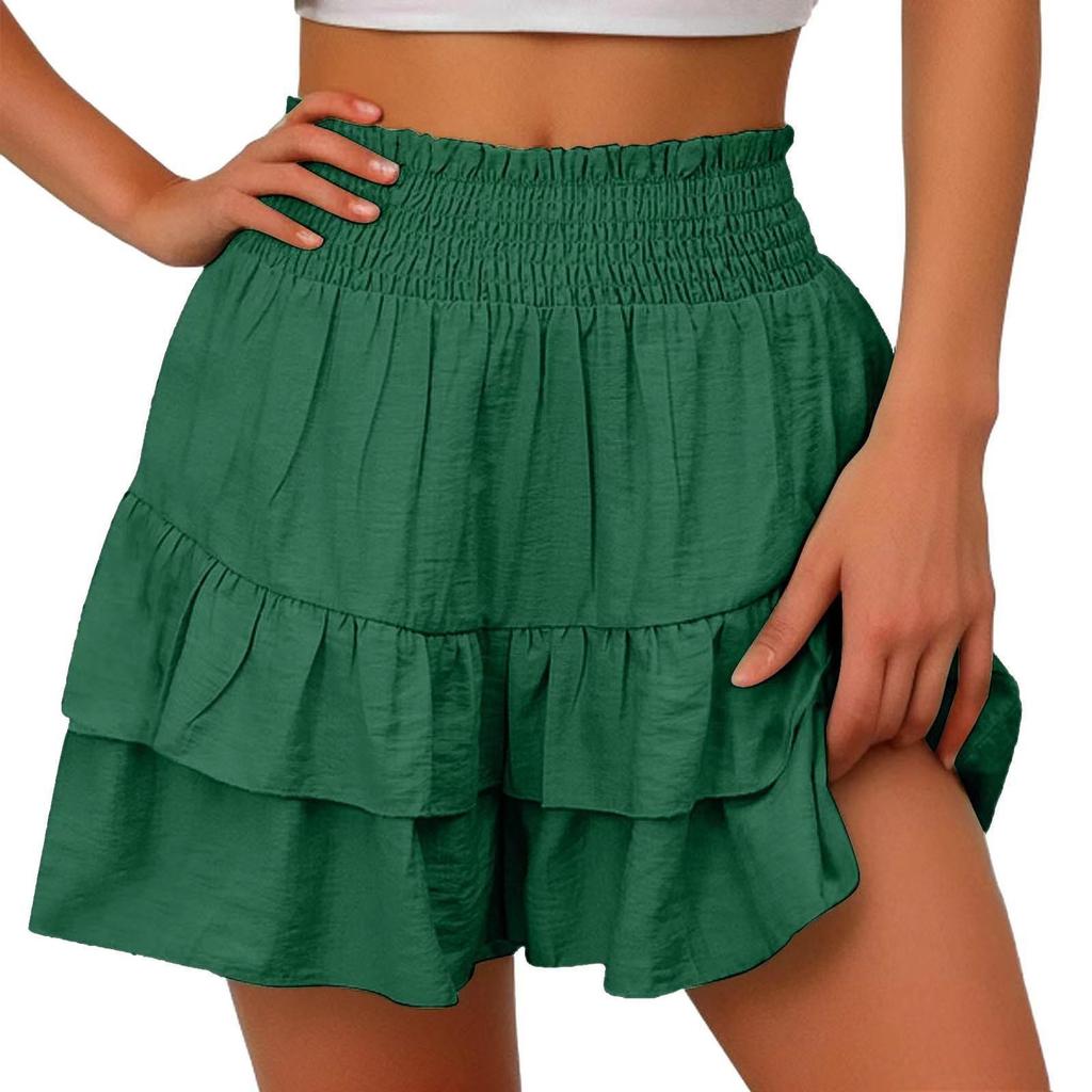 Women's Summer High Waist Ruffle Skirt Cute Flowy Skirt Casual Comfort Wrap Beach Pleated Skirt