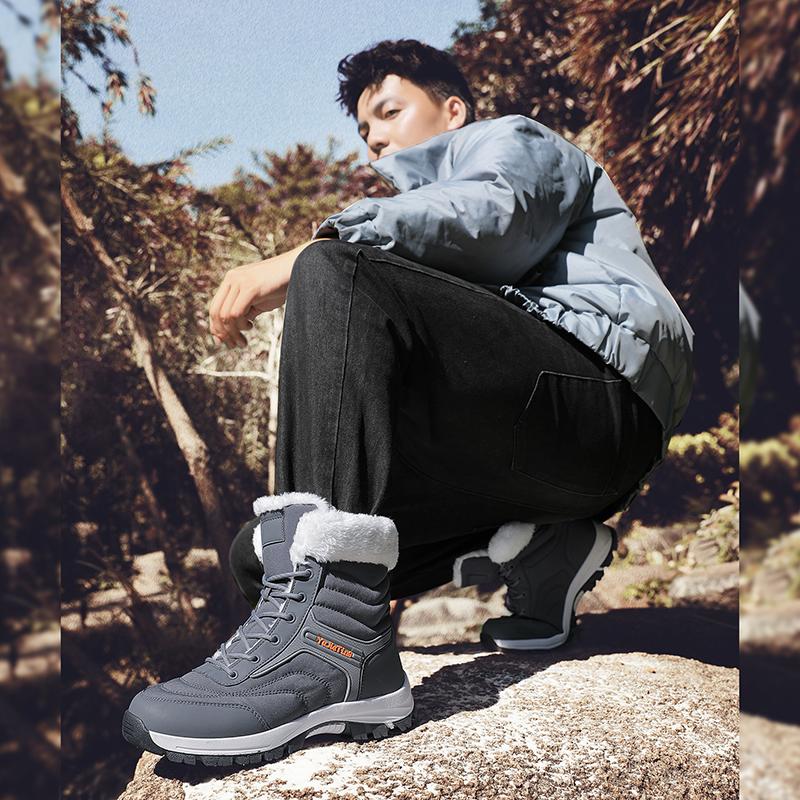 Теплые зимние мужские походные ботинки для улицы, снежные мужские ботинки, мужские рабочие повседневные кроссовки с высоким верхом, сохраняющие тепло, нескользящие ботильоны