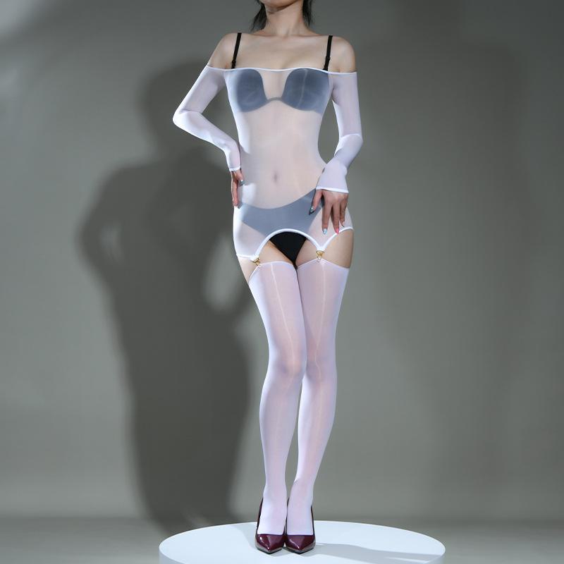 Комплект из сексуальных колготок на одно плечо и носков средней длины Qinghe 6D