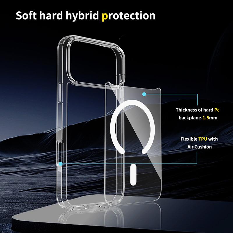 Прозрачный Мягкий Чехол Для Телефона Для iPhone 17 Pro Max Air 13 12 Mini 14 15 Plus 11 16 Pro Для Magsafe Беспроводной Зарядки Магнитная Крышка