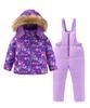 Hiheart Snowboard and Ski Wear and Coveralls and Perfect for Snow 100 Kids' Set, Children's Babies' Sportswear, Overpants, Play, Purple/Heart