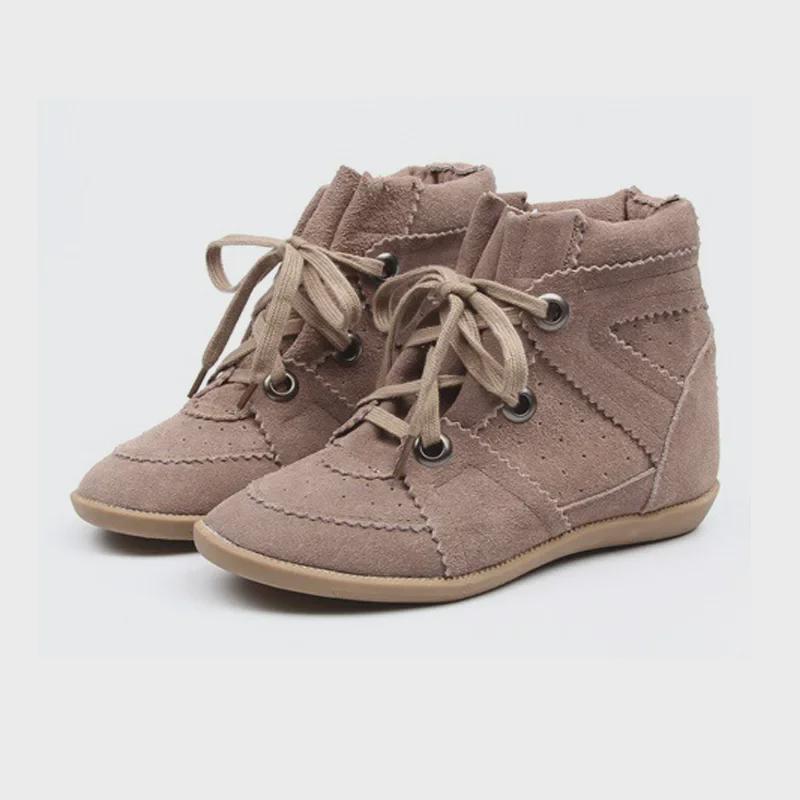 Женские туфли WISHLAZADA из коровьей кожи в уличном стиле с увеличенной высотой 5,5 см