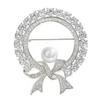 Круглые белые жемчужные милые броши с бантом для женщин, креативные роскошные броши из антибликового сплава с лацканами, фиксированные булавки для одежды
