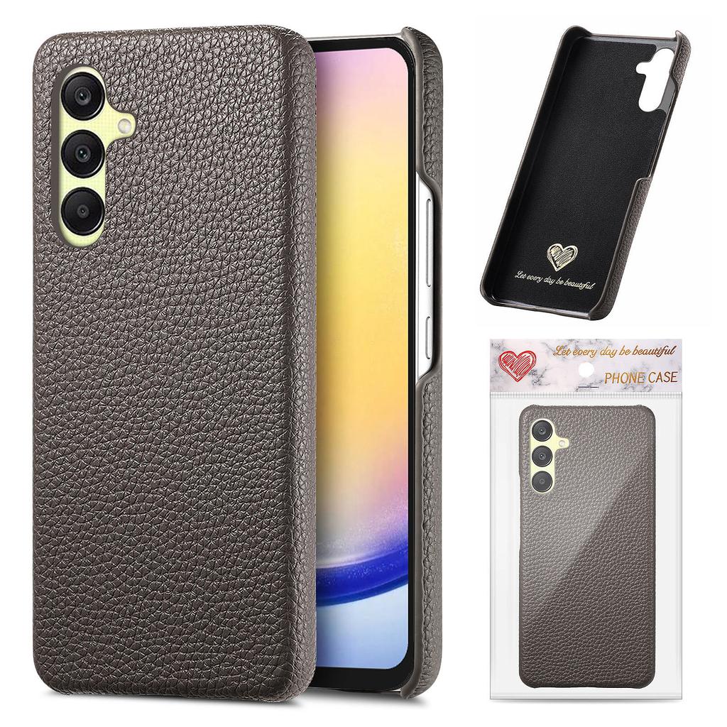 For Samsung Galaxy S24 Case Litchi Texture Leather Coated PC Mobile Back Cover