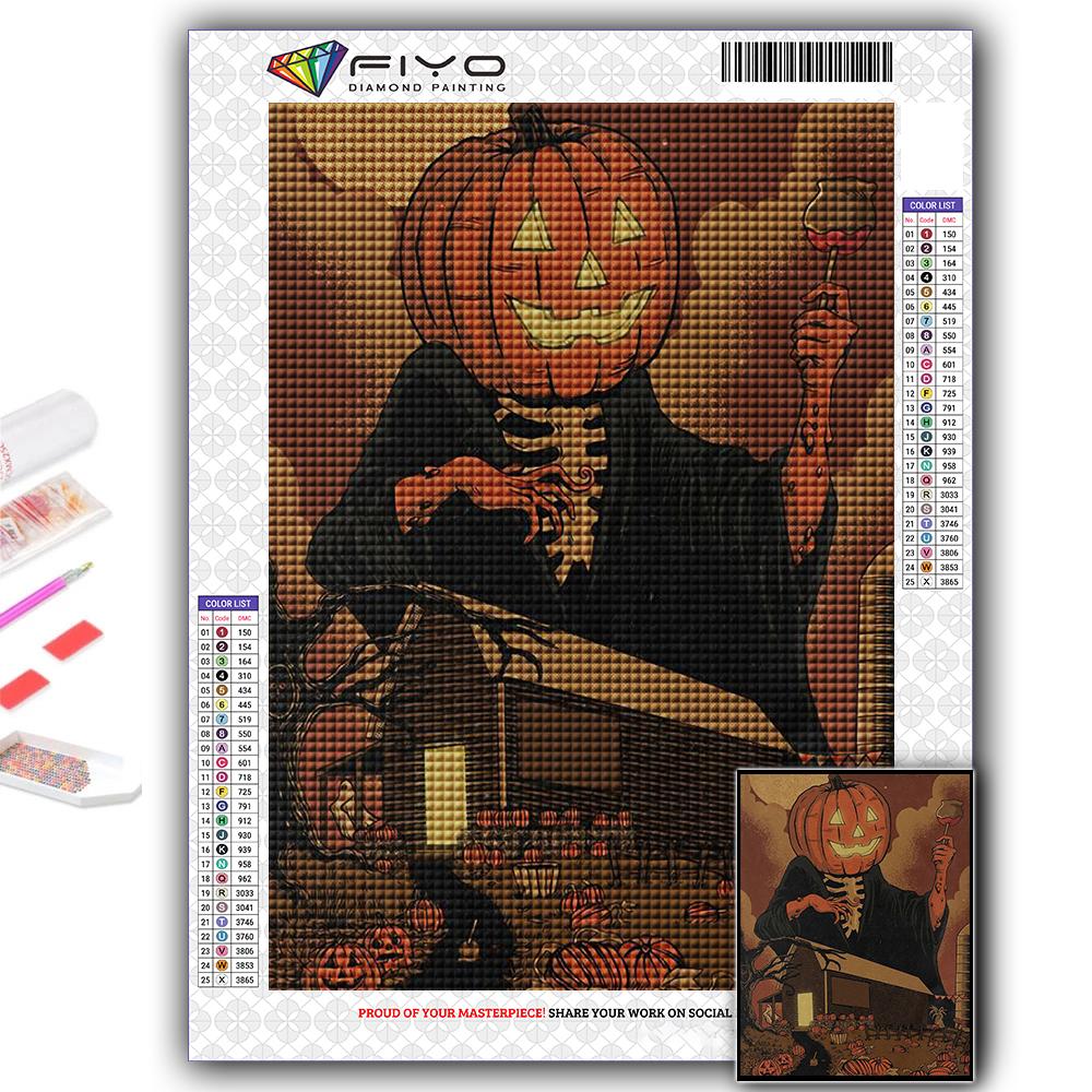 DIY 5D Diamond Painting Halloween Pumpkin And Witch Castle Cross Stitch Kit Full Drill Embroidery Mosaic Art Picture of Rhinestones Gift