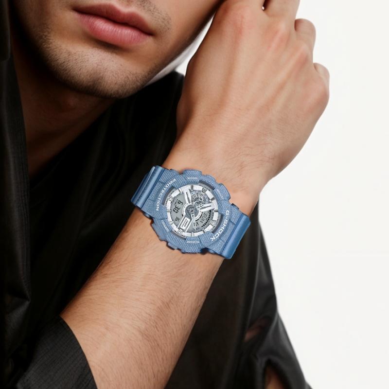 Casio Серия G-Shock GA-110 Серия 'Джинсовая Тема' Ударопрочный, Антимагнитный и Водонепроницаемый Механизм Кварцевый Механизм Ремешок из Смолы Японский GA-110DC-2A7PR