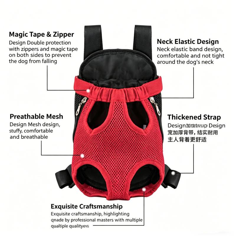 Pet Carrier Bag Double Shoulder Breathable Portable Travel Pet Dog Carrying Backpack Mesh Carrier Front Bag For Small Dog Cats