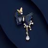 Dancing Brooch High-End Female Delicate Butterfly Water Drop Fringe Brooch Niche Design Pin Suit Accessories