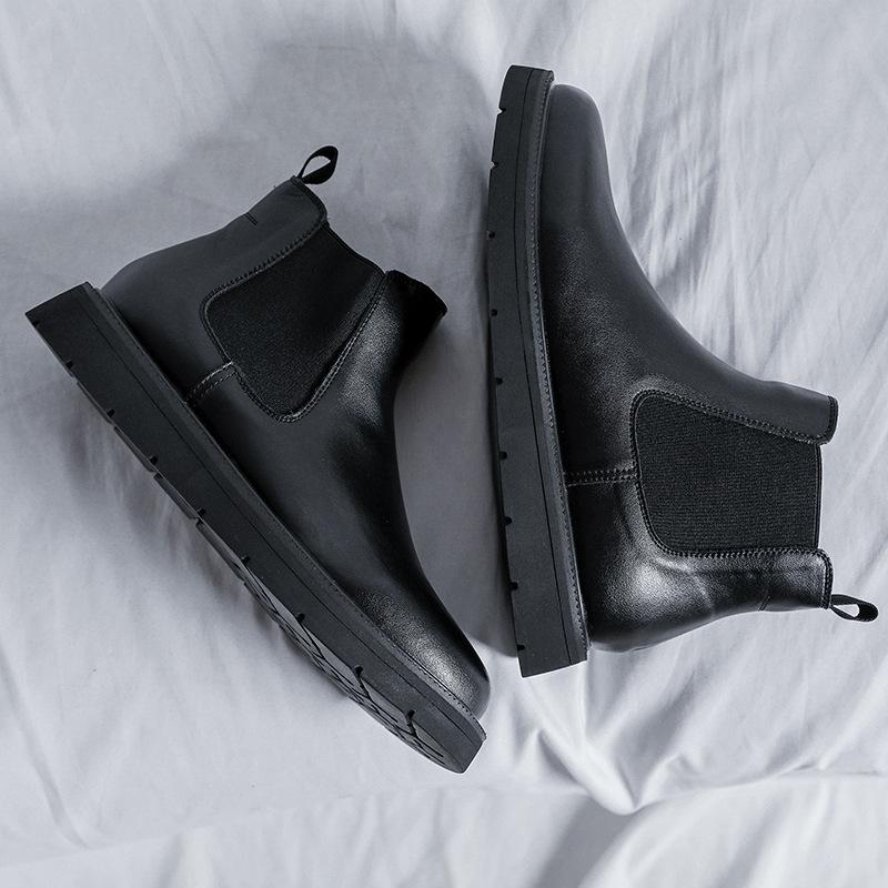 Осень 2025 Новые Мужские Ботинки Британский Стиль Черные Ботинки на Платформе Новая Дизайнерская Обувь Мужские Мотоботы Botas Para Hombre