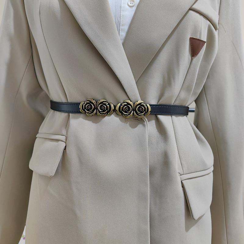 Shape Rose Flowers Buckle Women Leather Waist Belt For Everyday Wear Fashion