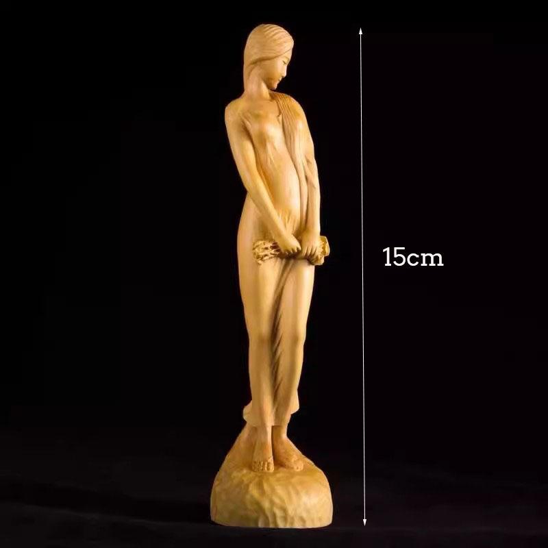 Статуэтка богини из цельного дерева, пасторальная девушка в цветочном сезоне, милая домашняя комната, офисные художественные украшения, бесплатная доставка