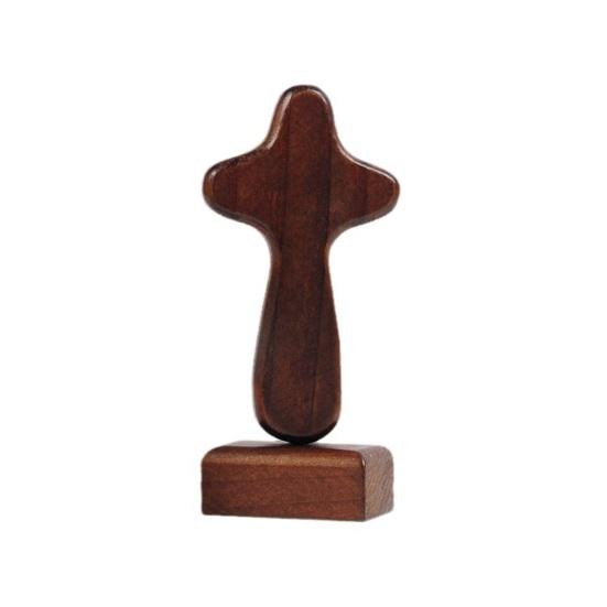 Wooden Cross Decoration with Magnetic Base Handmade Faith Prayer Cross Home Office Bookshelf Desktop Decoration Ornament