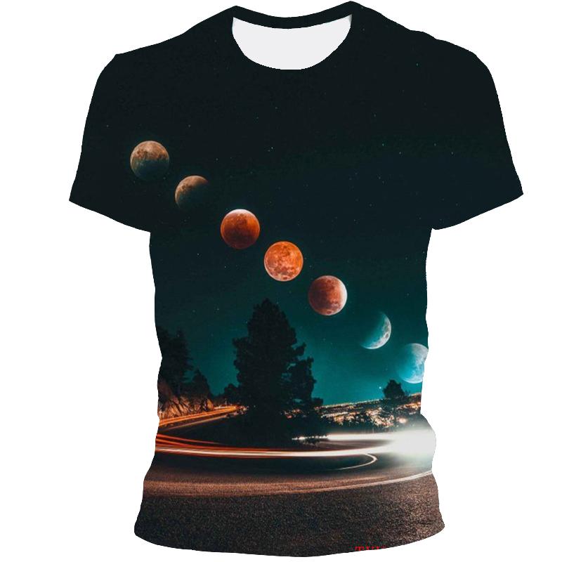 Vast Starry Sky Universe Graphic T Shirts For Men Summer Fashion 3D Space Planet Pattern T-shirt Personality Cool Style T-shirts