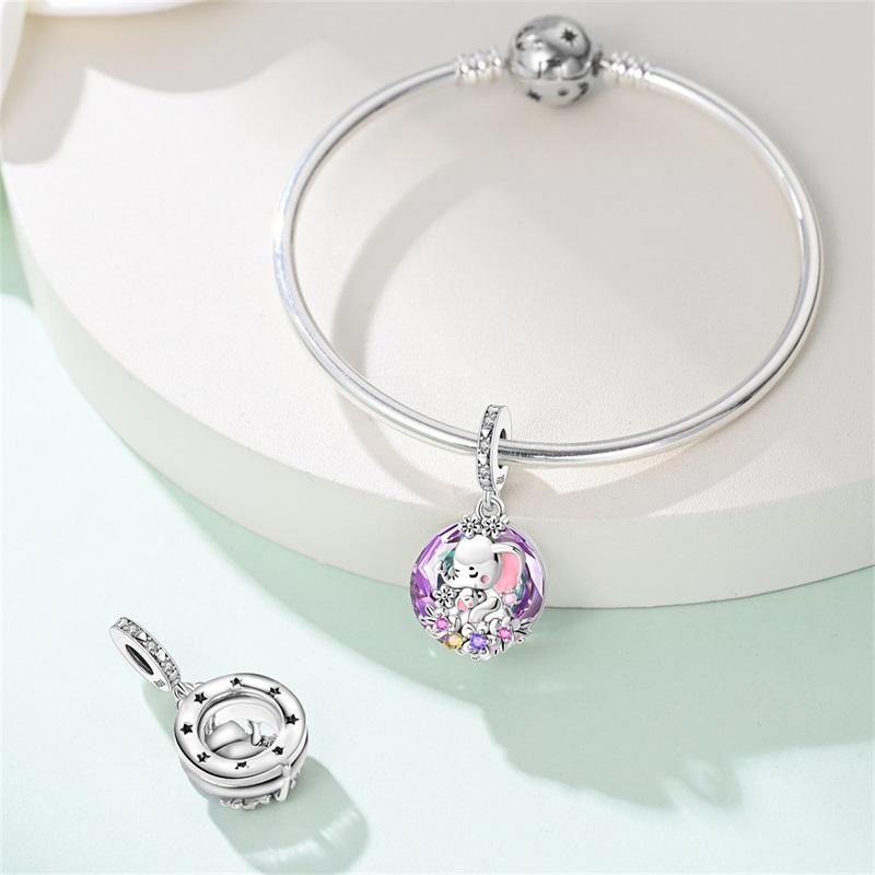 Сверкающий медный шарм-подвеска в виде круга с ангелом материнской любви и круга с ангелом, звездой и луной, подходит для оригинального браслета, шарм для DIY-украшений