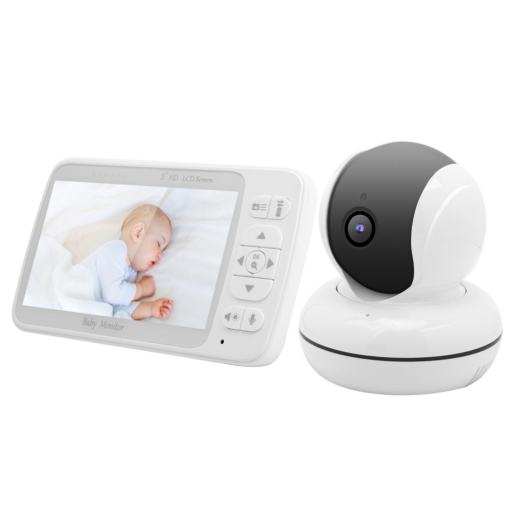 5in Baby Monitor 720P HD Color Video 2 Way Intercom Night Viewing Temp Detector 100?240VUS Plug