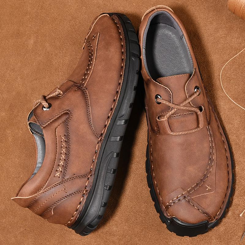 Ретро Оксфорды Мужские Дышащие Повседневные Кожаные Мужские Туфли Удобные Мужские Повседневные Туфли Классические Весенне-Осенние Противоскользящие Кроссовки Мужские