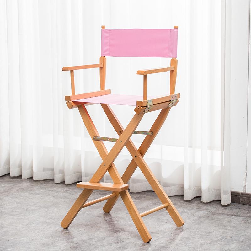 Складной стул режиссера из массива дерева с холщовой спинкой - Барный стул, для улицы, макияжа или рыбалки