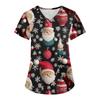 Women's Fashion V-neck Short Sleeve Workwear With Pockets Christmas Printed Tops
