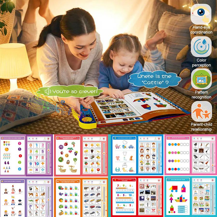 НОВИНКА Интеллектуальная сенсорная книга для изучения английского языка для детей Раннее образование Знания со звуковой функцией Многоразовая ручка Подарок на день рождения