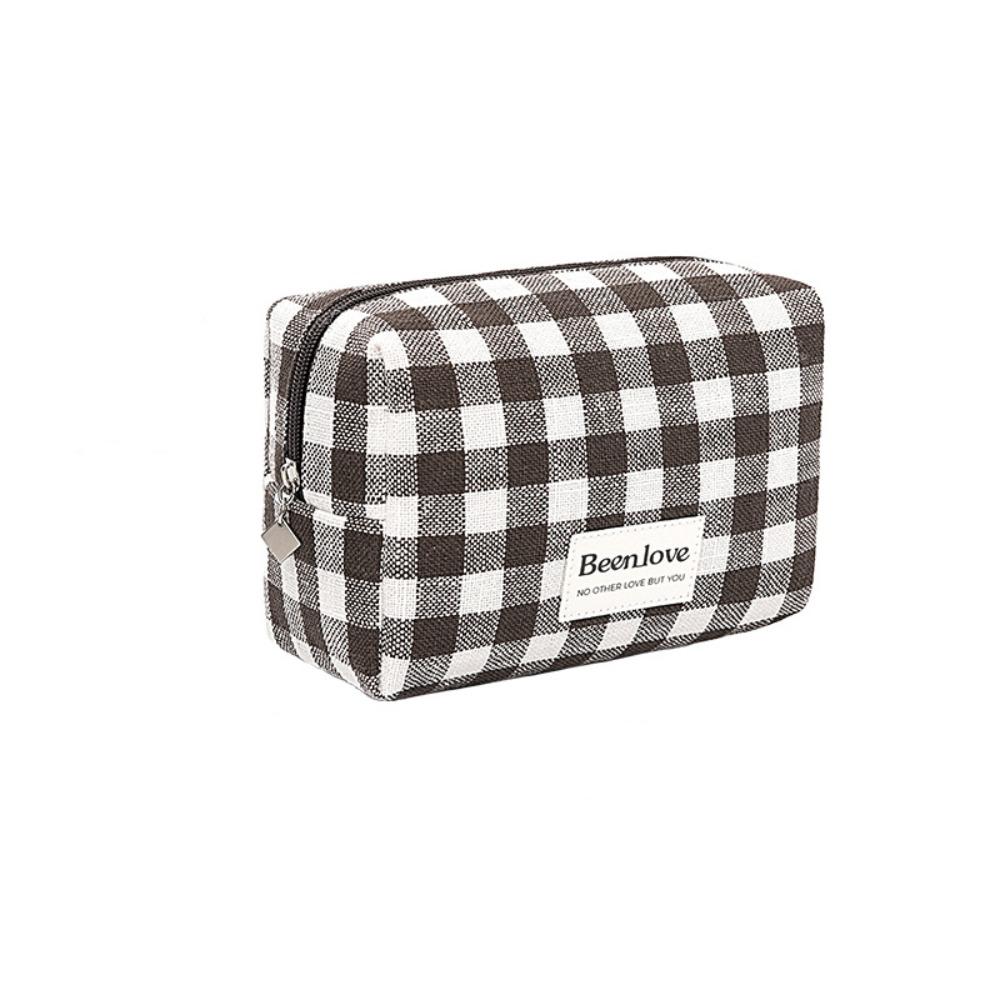 Large Capacity Makeup Pouch Lattice Travel Wash Bag Simple Plaid Cosmetic Bag  Women/men