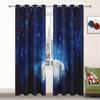 Starry Sky Forest Lake Moonlight Curtain, a Set of Two, Home Bedroom Living Room Curtain